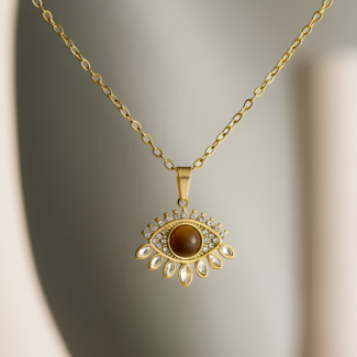 SHAHEEBA Golden Evil Eye Pendant Necklace