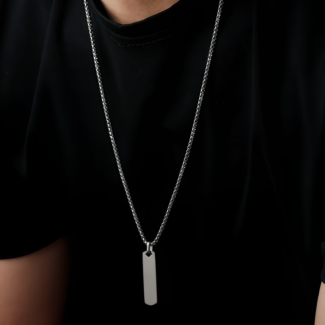 SHAHEEBA Titanium Bar Pendant Necklace