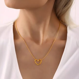 SHAHEEBA Minimalist Golden Heart Pendant Necklace